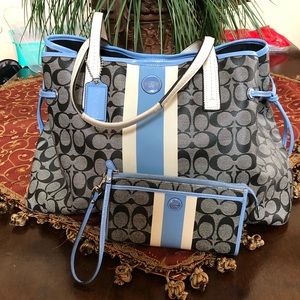 Coach summer tote and matching wallet